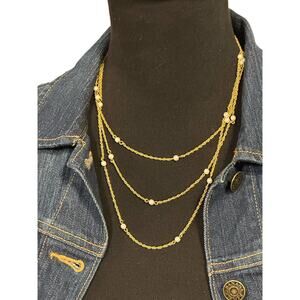 Dainty Vintage Multistrand Faux Pearl Goldtone Necklace Fashion Jewelry